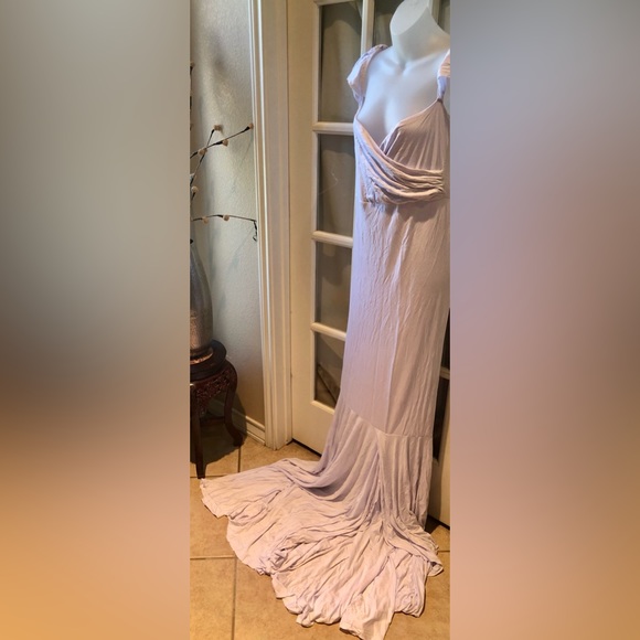 Women’s white off the shoulder deep v bodycon long tail dress in size xl - Picture 10 of 12